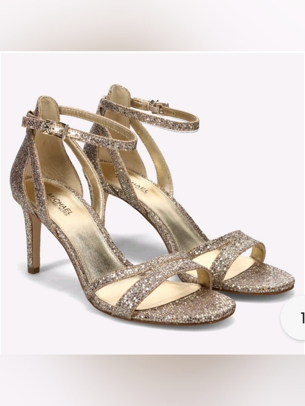 Size 6 Michael Kors Rose Gold Glitter Ankle-Strap Heels Retail 225$